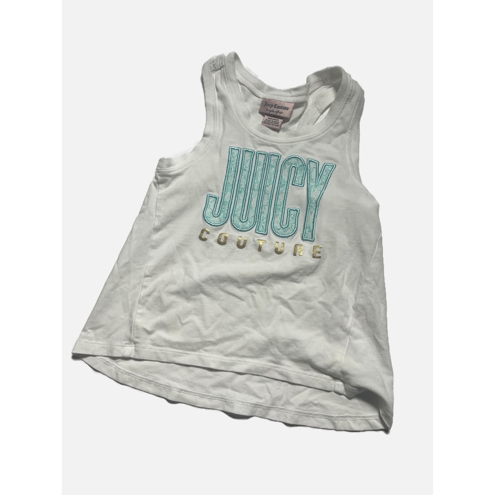 Juicy Couture Tank Top Girls 6X White Glitter Logo Racerback Sporty Y2K Style